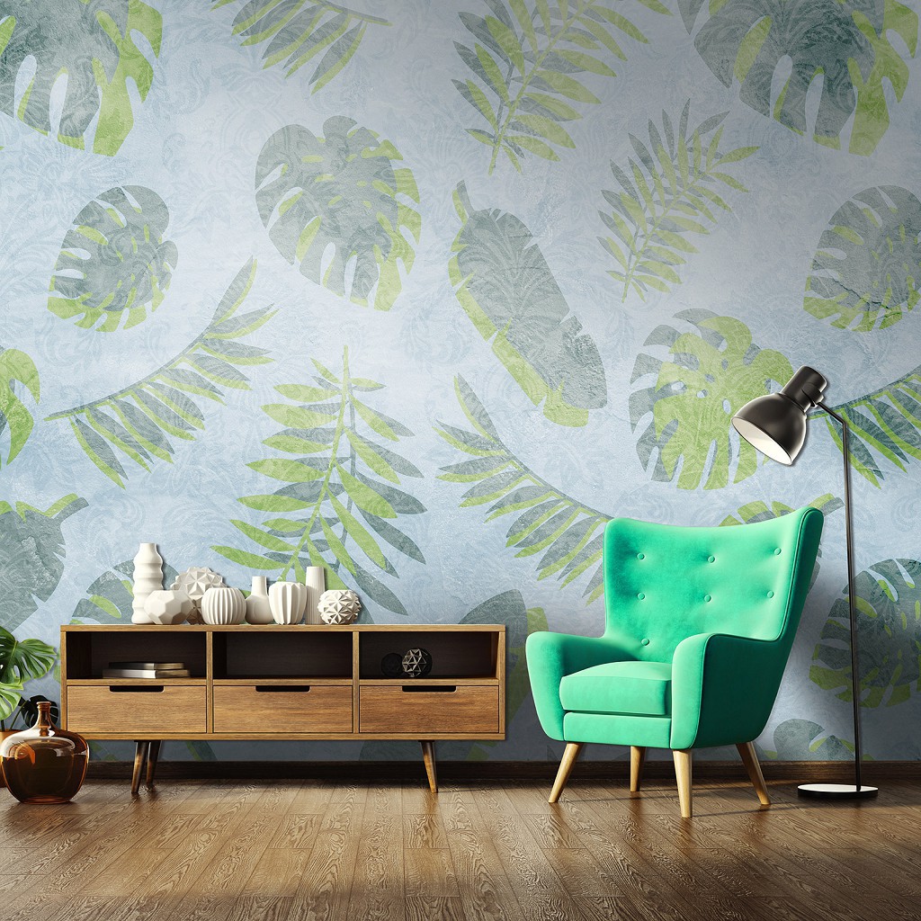 Флизелиновые фотообои на стену 312 x 219 см Цветы - Тропические листья (13779VEXXL)+клей