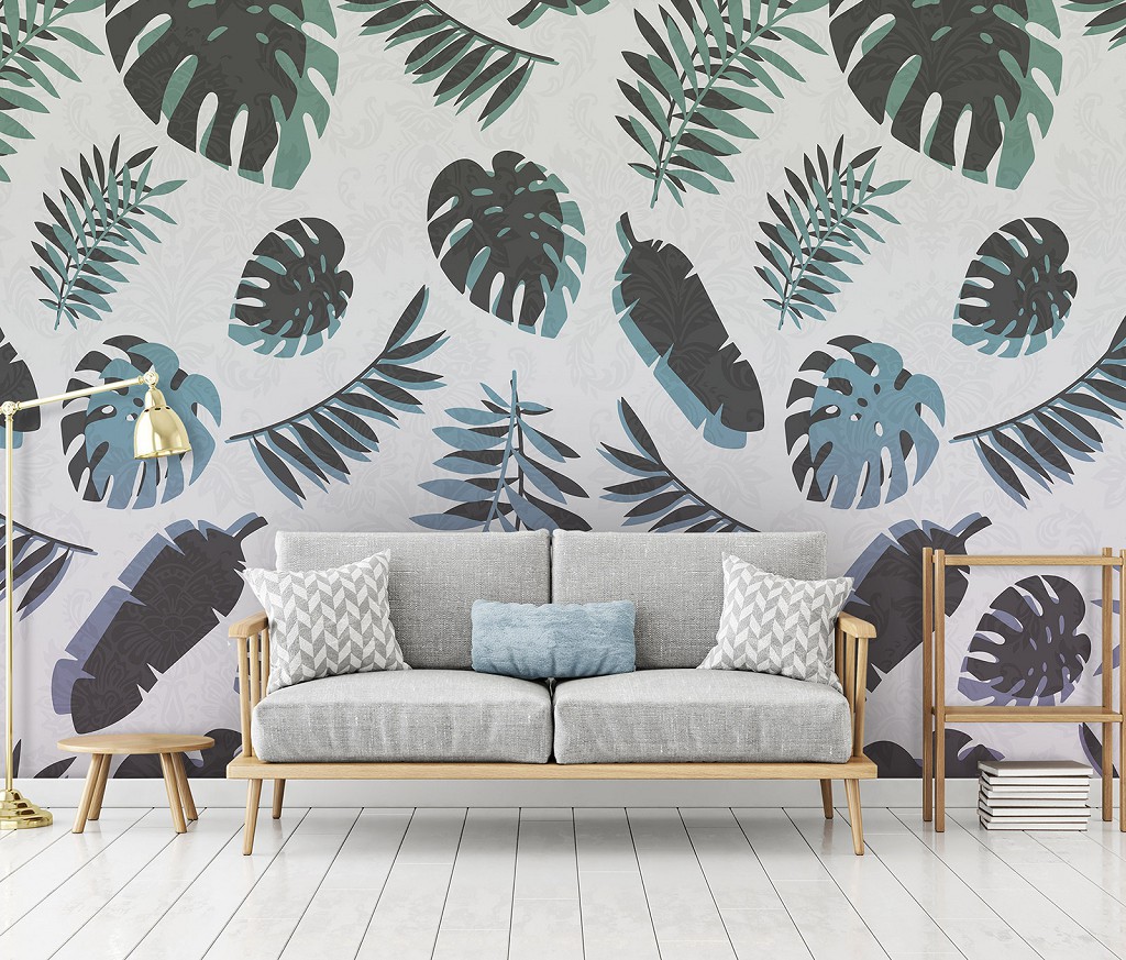 Флизелиновые фотообои 520x318 см Листья темного цвета на светлом фоне (13780VEXXXXXL) +клей