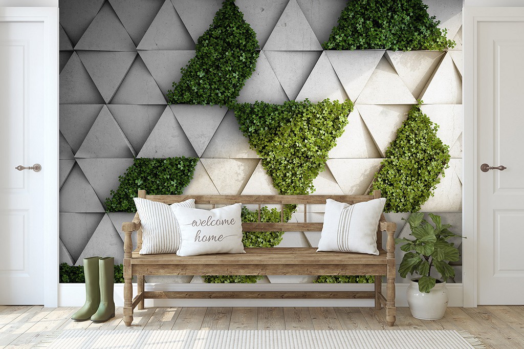 Флизелиновые фотообои 3 д фото 520 x 318 см Бетонные треугольники и зеленая трава (13806VEXXXXXL)+клей