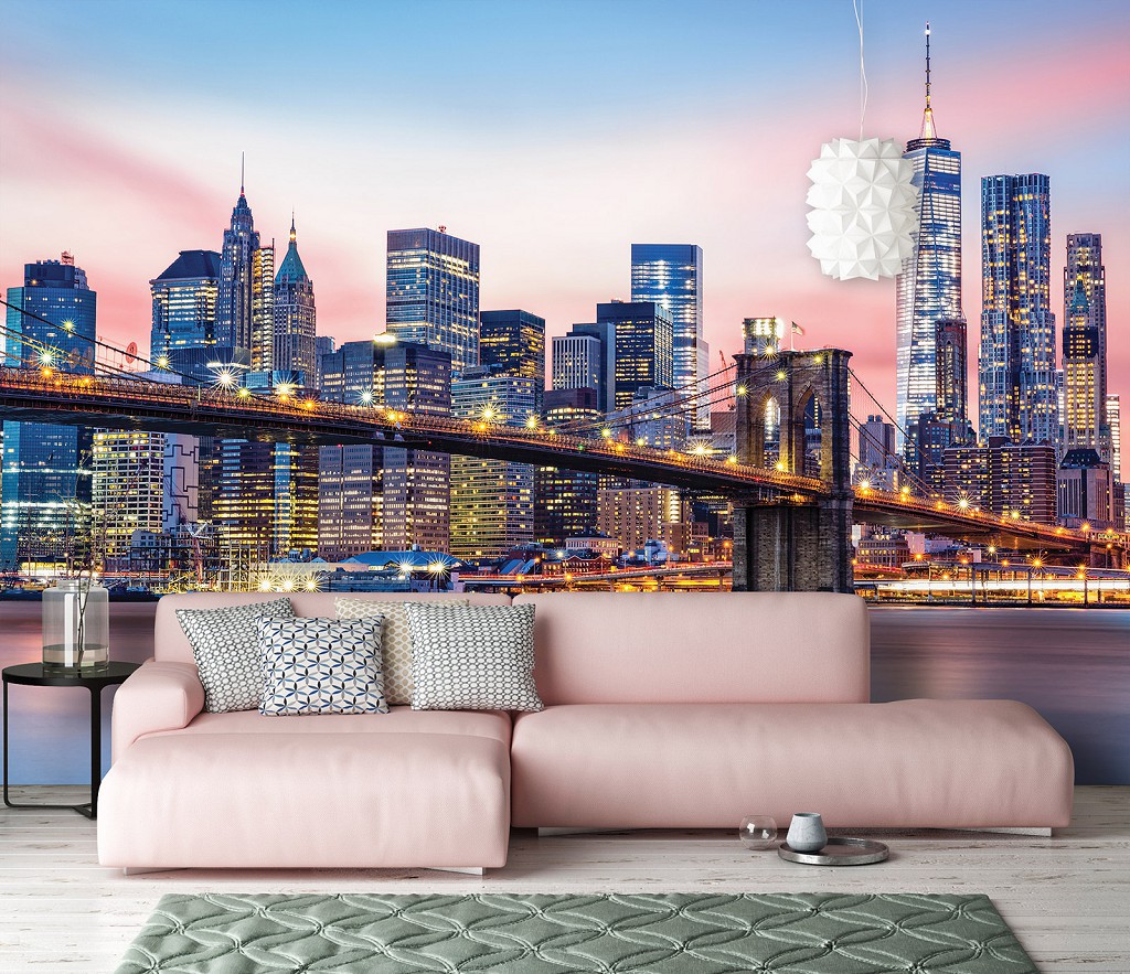 Флизелиновые фотообои 368 x 280 см Города - Бруклинский мост на рассвете (13807V10)+клей