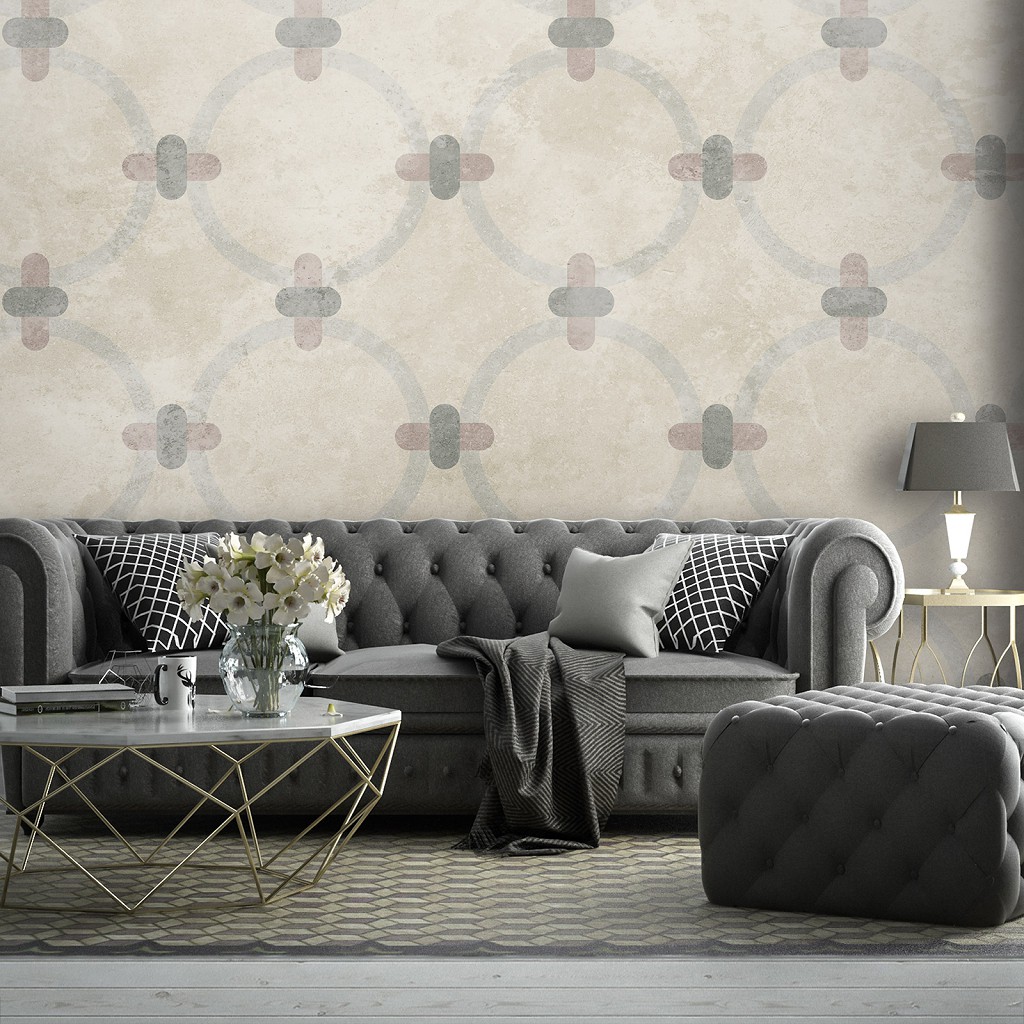 Флізелінові фотошпалери для кухні 416x254 см Мінімалістичні кола (13822VEXXXL) +клей