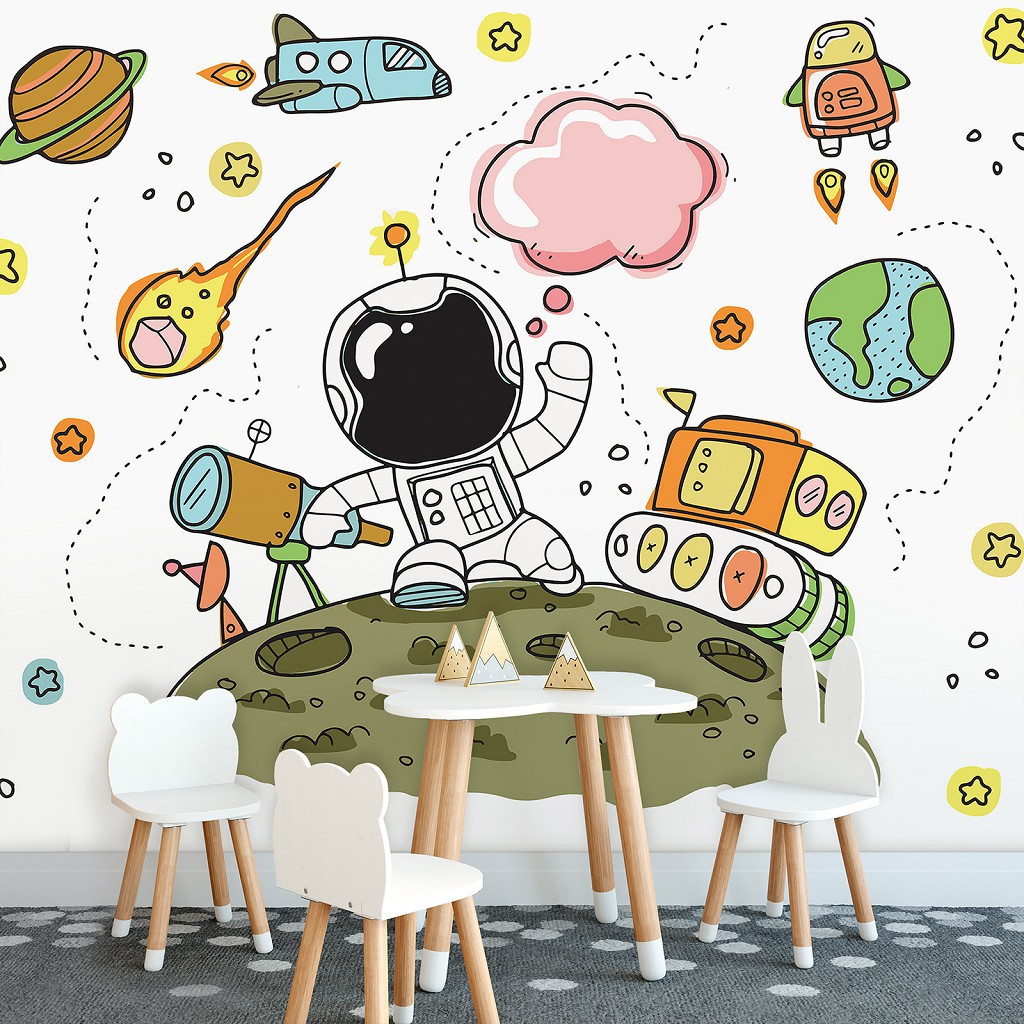 Популярные флизелиновые фотообои 416 x 254 см Детские - Астронавт на луне (13826VEXXXL)+клей