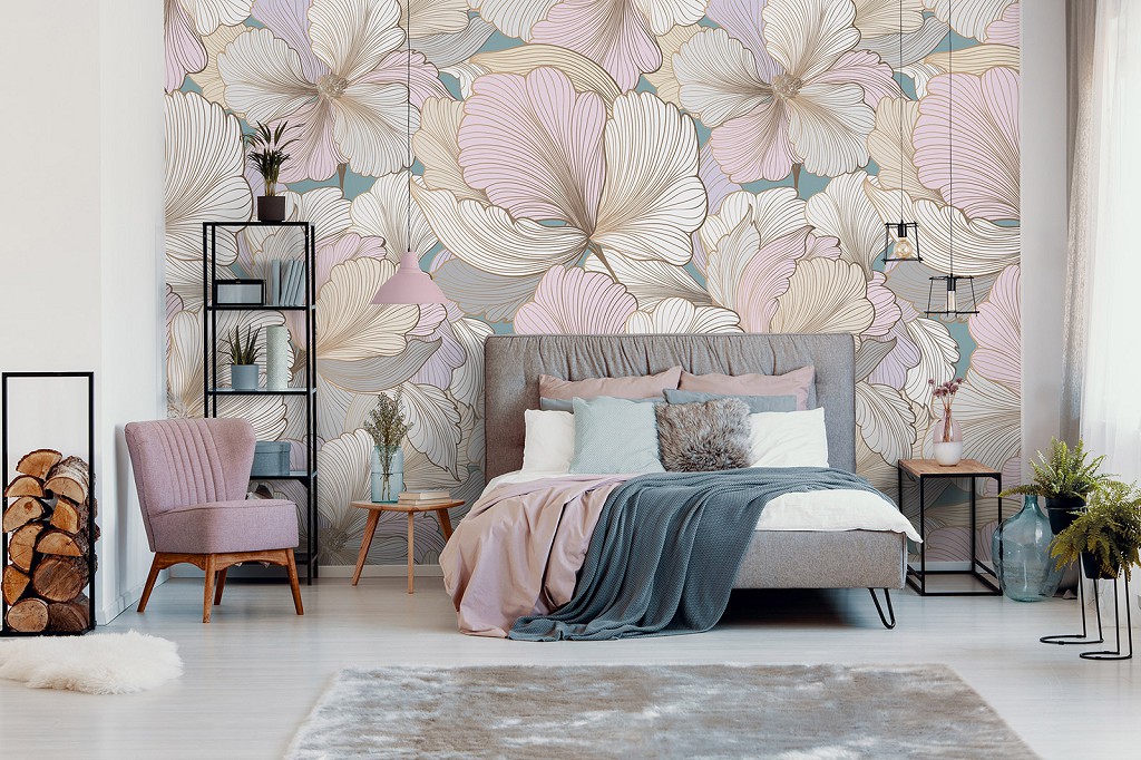 Флізелінові фотошпалери до зали 460x300 см Пастельні квіти (13836V12)+клей