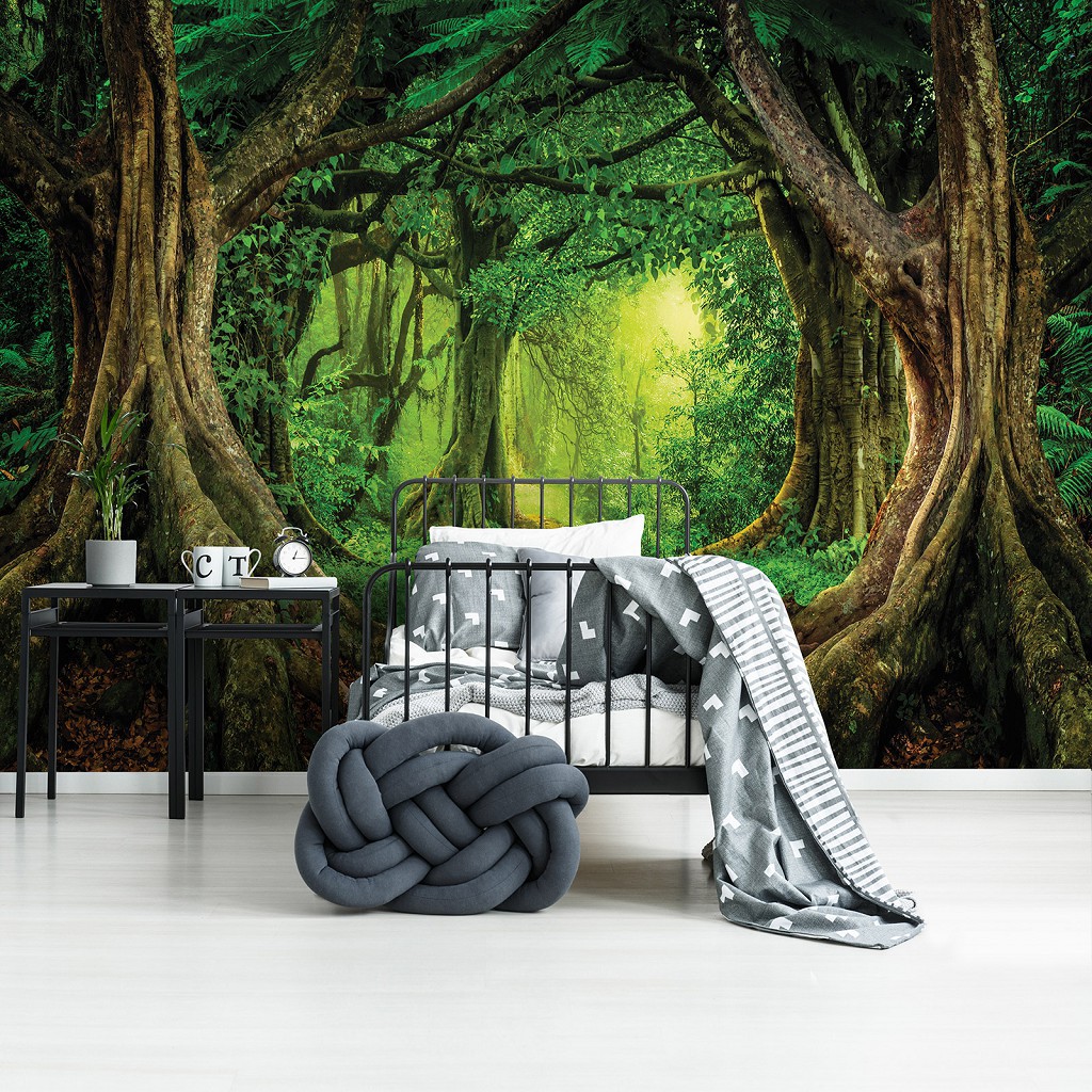 Флизелиновые фотообои с деревьями 3D Природа - Тропический лес и тропинка (13852V)+клей