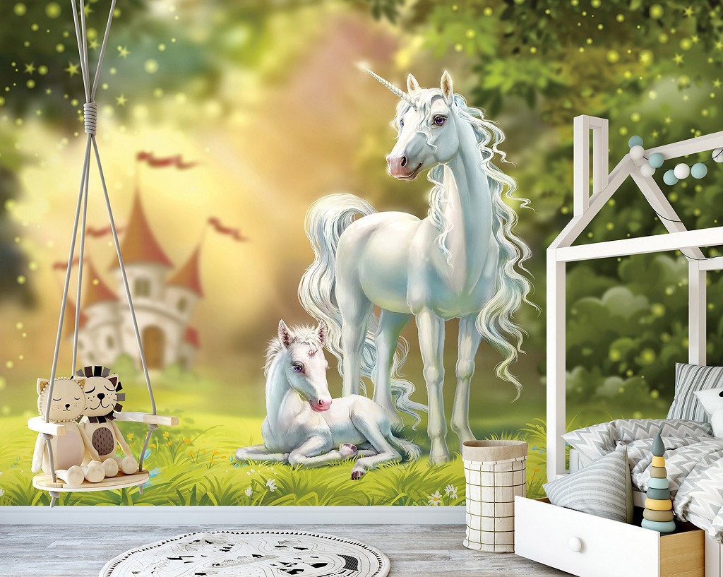 Флизелиновые фотообои 416 x 290 см Для детей Сказочная страна единорогов (13862VEXXXXL)+клей
