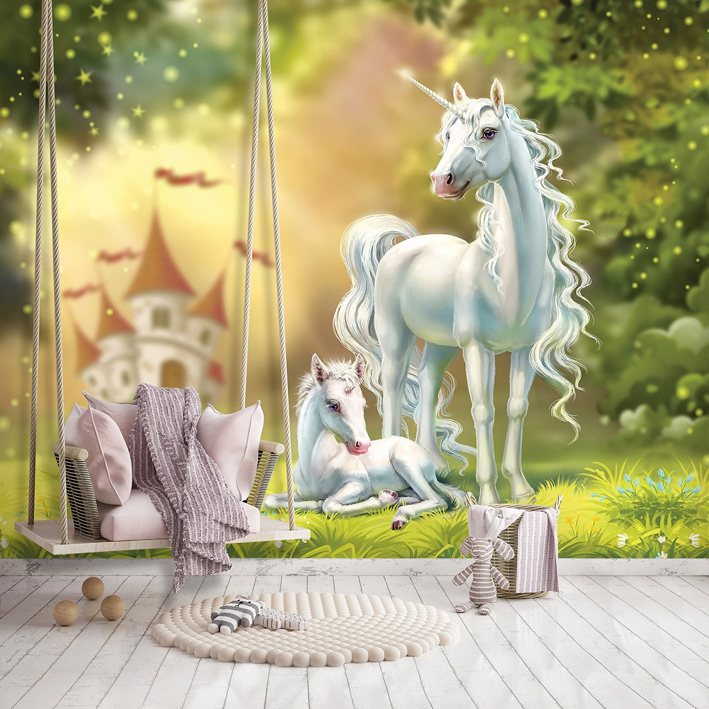 Флизелиновые фотообои 416 x 254 см Для детей Сказочная страна единорогов (13862VEXXXL)+клей