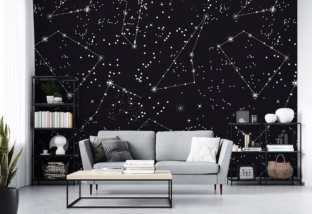Флизелиновые фотообои для спальни 416 x 254 см Космос - Созвездия (13873VEXXXL)+клей