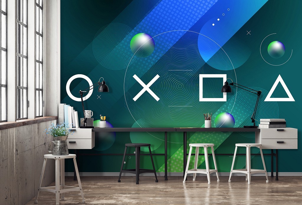 Фотошпалери флізелінові 312 x 219 см для підлітків Символи PlayStation (13877VEXXL)+клей