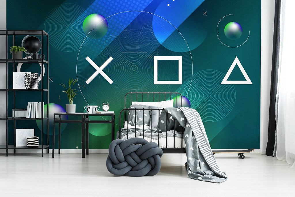 Фотошпалери флізелінові 416 x 254 см для підлітків Символи PlayStation (13877VEXXXL)+клей