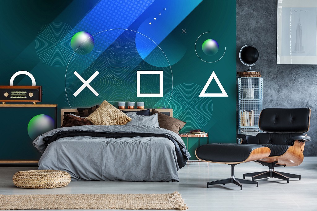 Фотошпалери флізелінові 416 x 290 см для підлітків Символи PlayStation (13877VEXXXXL)+клей