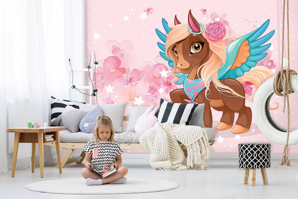 Кінь флізелінові фотошпалери Дитячі - Коричневе поні (13883V)+клей