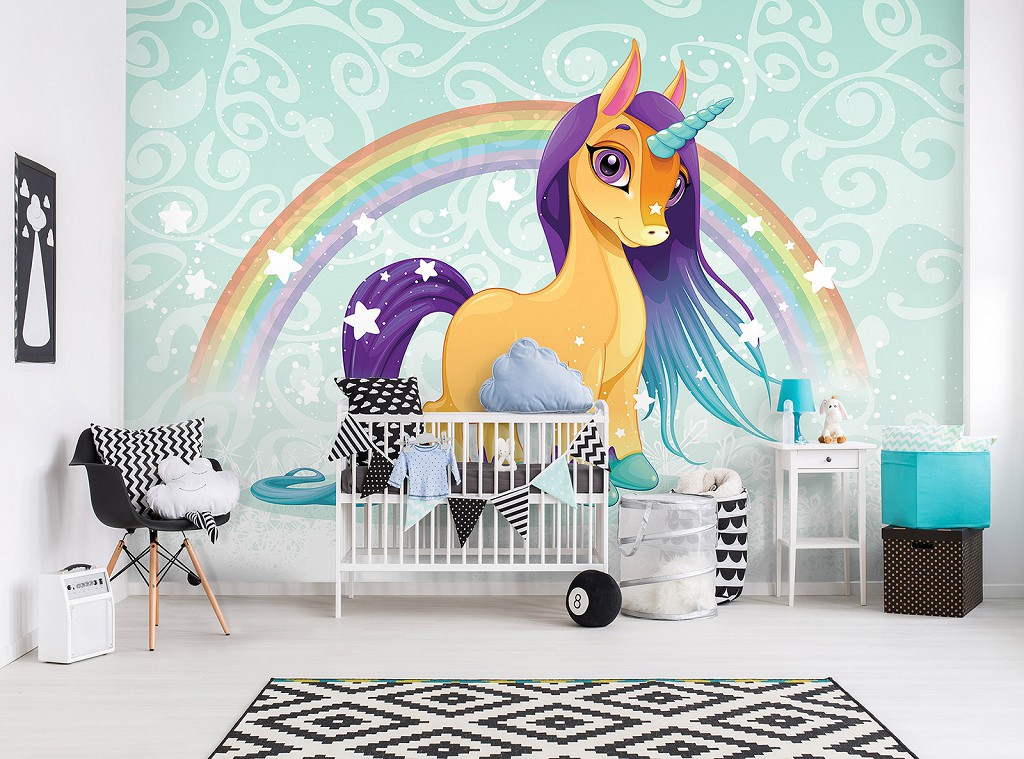 Флізелінові фотошпалери до дитячої Чарівний єдиноріг (13884V)+клей