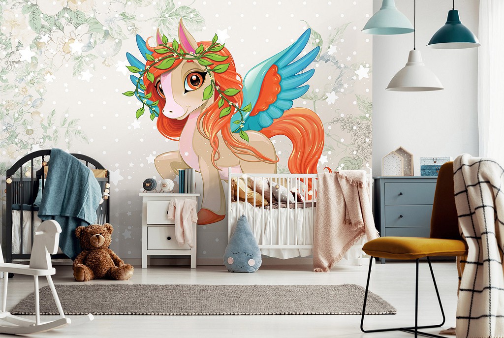 Флізелінові фотошпалери для дівчинки в кімнату 416x290 см Дитячі - Чарівне поні (13885VEXXXXL)+клей