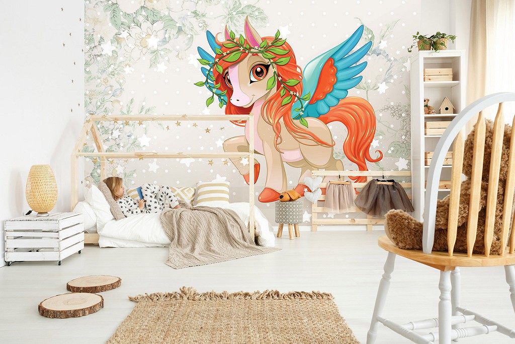 Флізелінові фотошпалери коня 368x254 см Дитячі - Чарівне поні (13885V8)+клей