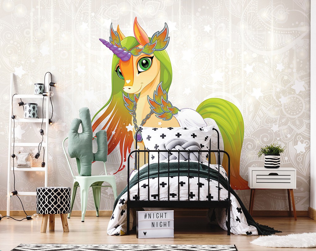 Флізелінові фотошпалери з поні 416x290 см Дитяче - Чарівний єдиноріг (13887VEXXXXL)+клей