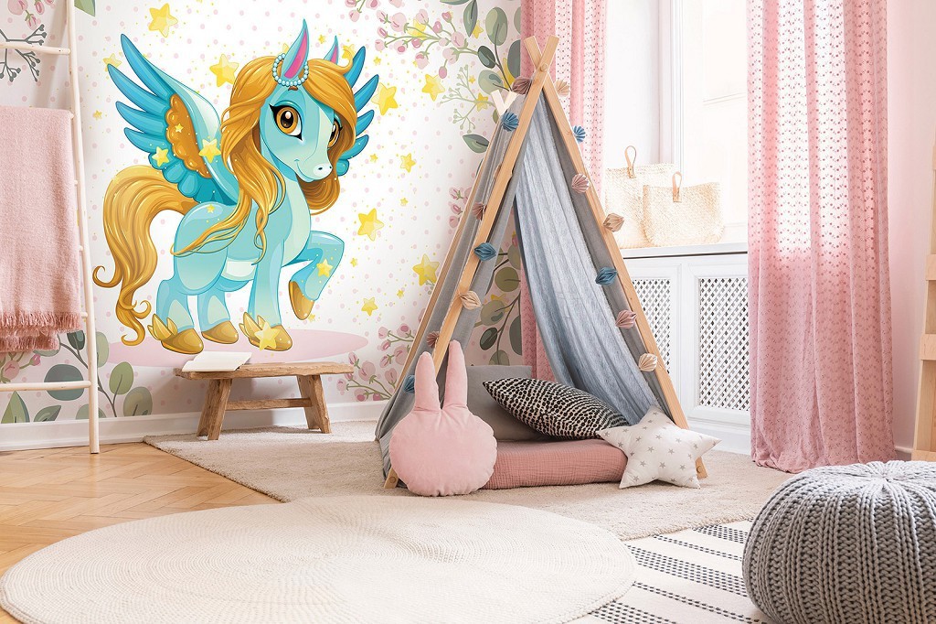 Фотообои флизелиновые 520 x 318 см Детское - Светло голубое пони (13888VEXXXXXL)+клей