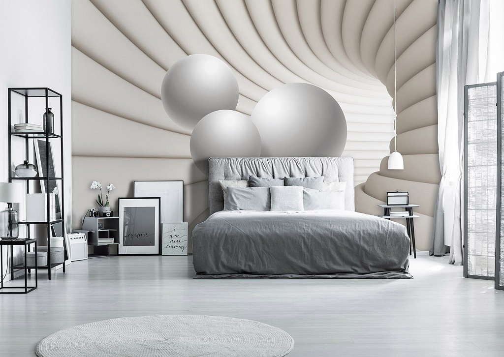 Флізелінові фотошпалери 3d 312x219 см Кулі та тунель у бежевому кольорі (13906VEXXL)+клей