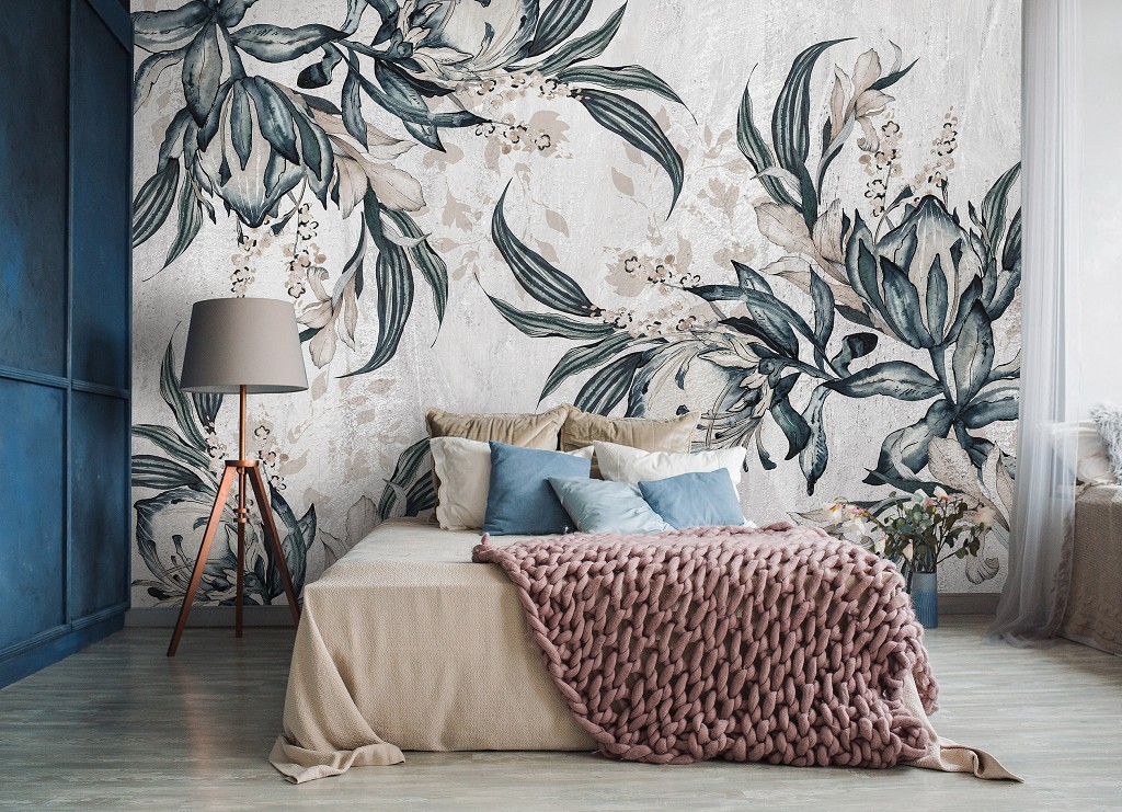 Фотошпалери флізелінові 416 x 290 см Зелене листя на світлому тлі (13925VEXXXXL)+клей