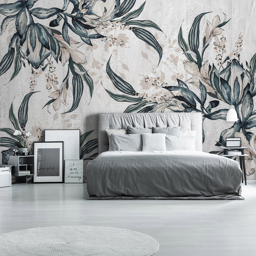 Фотообои флизелиновые 416 x 254 см Зеленые листья на светлом фоне (13925VEXXXL)+клей