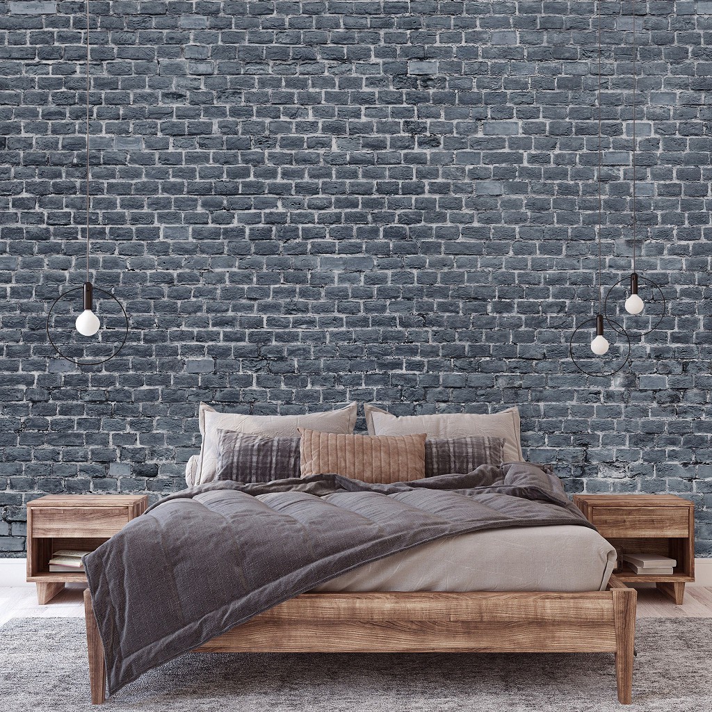 Флізелінові фотошпалери стиль лофт в коридорі 520x318 см Антрацитова цегляна стіна (13995VEXXXXXL) +клей