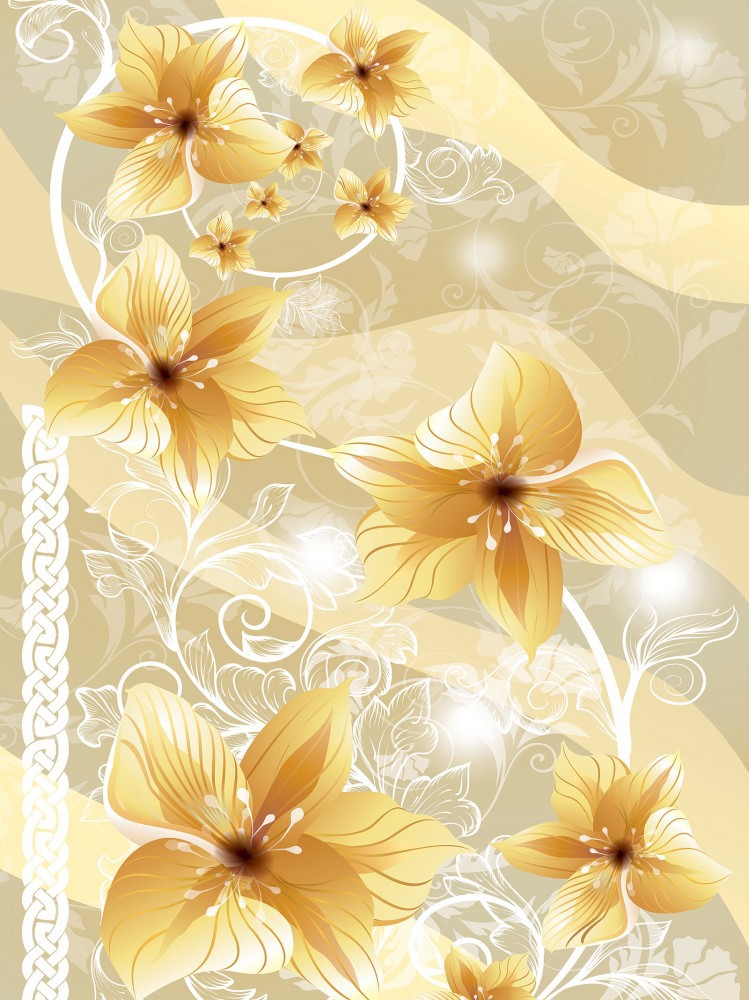 Флизелиновые фотообои в спальню 184x254 см Большие желтые цветы (1407V4A)+клей