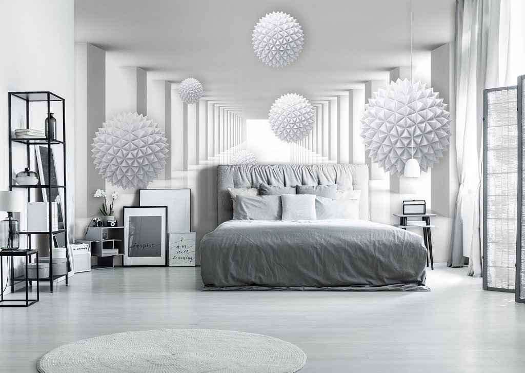 Флізелінові 3д фотошпалери абстракція 416x254 см Коридор Тунель Сфери у просторі (14142VEXXXL) +клей