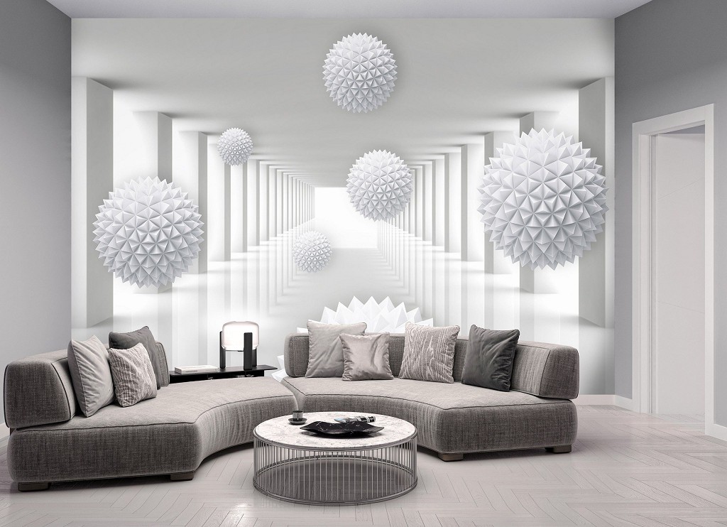 Флизелиновые фотообои 254x184 см Коридор Туннель 3D Сферы в пространстве (14142V4)+клей