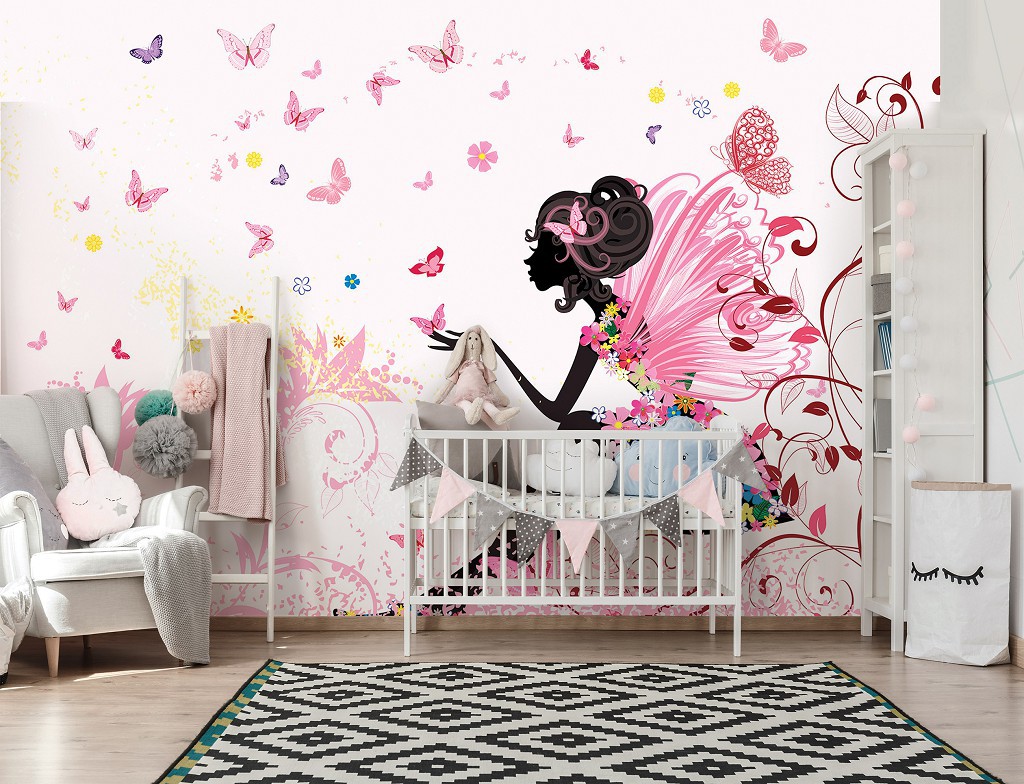 Флизелиновые фотообои фото 416x290 см Для детей девочек Фея и Бабочки (14173VEXXXXL)+клей