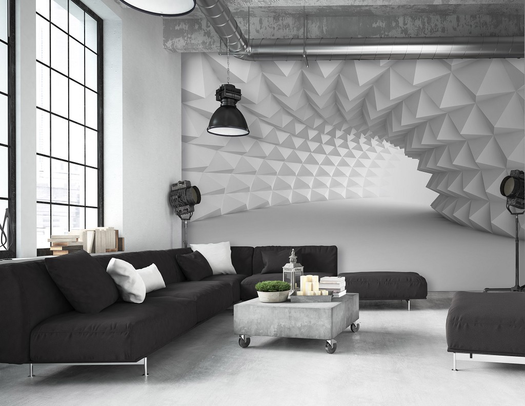 Арт флізелінові фотошпалери 3д 520x318 см просторовий тунель білий оптичний (14183VEXXXXXL)+клей