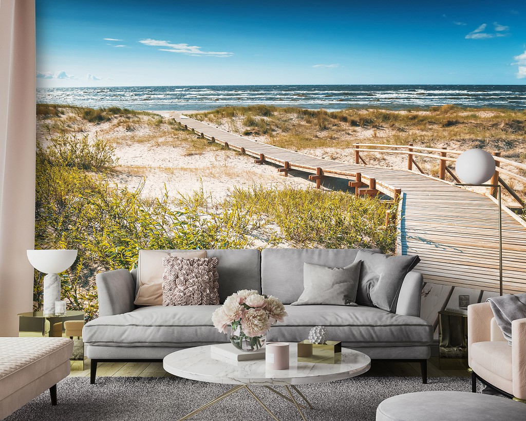 Флизелиновые фотообои 254x184 см 3D пейзаж - дорожка на берегу океана (14193V4)+клей