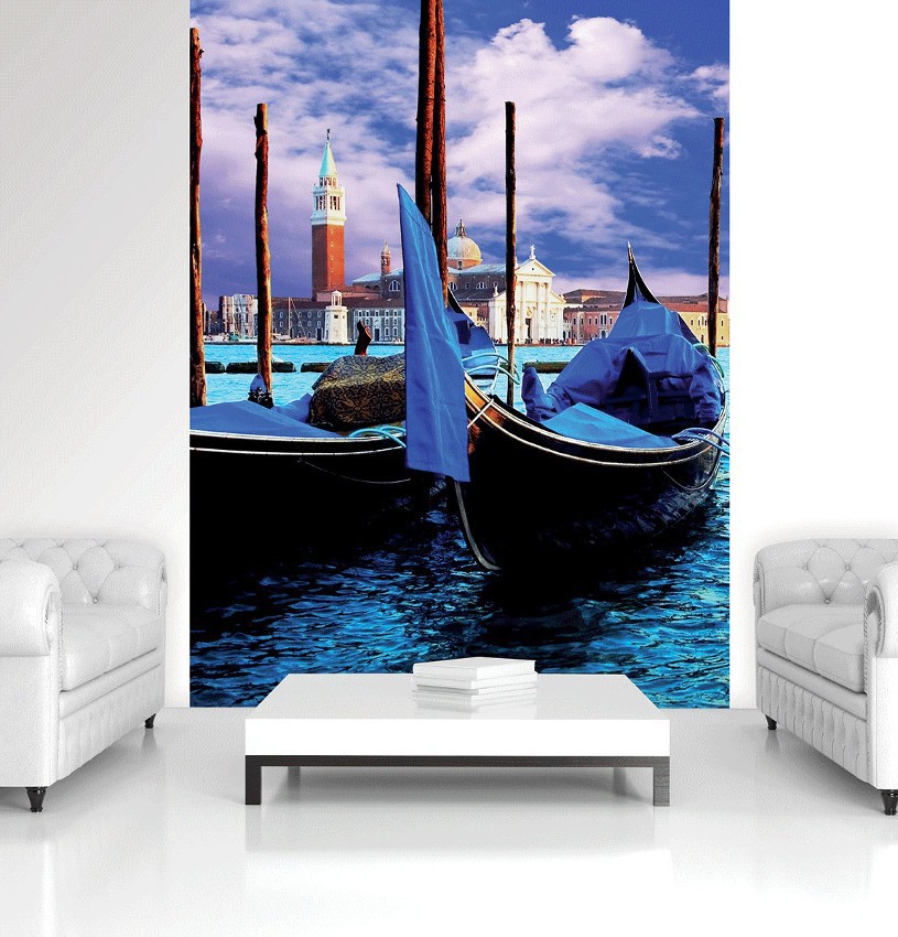 Флизелиновые фотообои 184x254 см Венецианские гондолы (141V4A) +клей