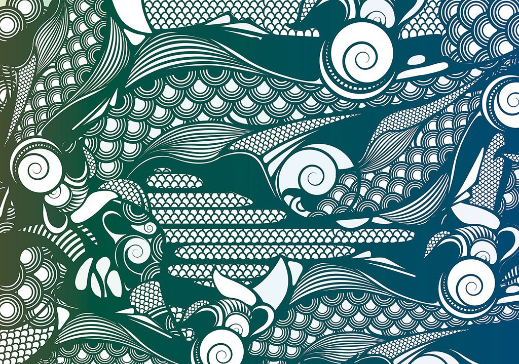 Флізелінові фотошпалери у спальню 254x184 см абстрактні зелено-білі візерунки (1421V4)+клей