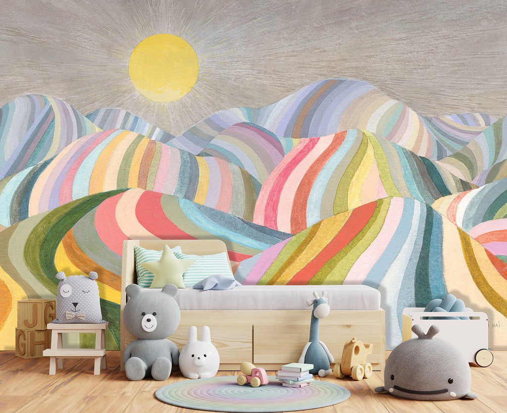 Флізелінові фотошпалери 416x254 см Барвиста Долина Гори Пейзаж Арт (14228VEXXXL)+клей