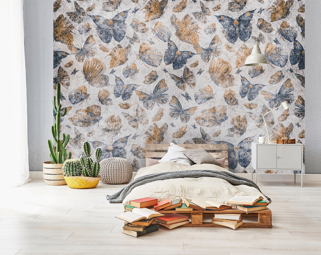 Флизелиновые фотообои 312x219 см Бабочки в стиле ретро Винтажные мотыльки (14291VEXXL)+клей