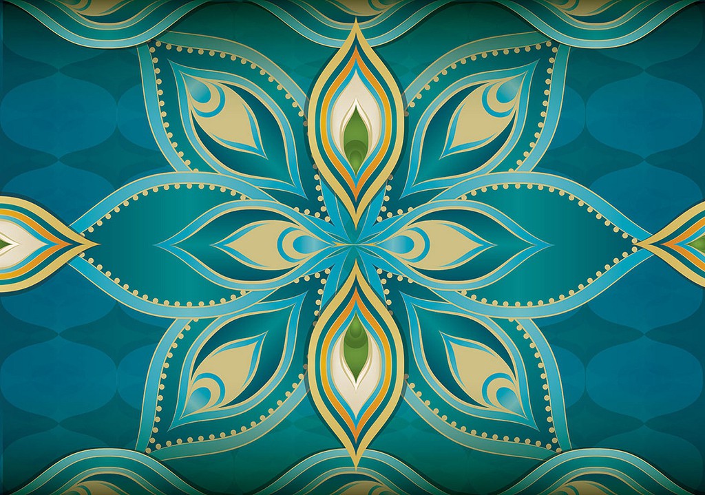 Флізелінові фотошпалери до вітальні 312x219 см Абстракція мистецтва квіти у вигляді візерунків (1430VEXXL) +клей