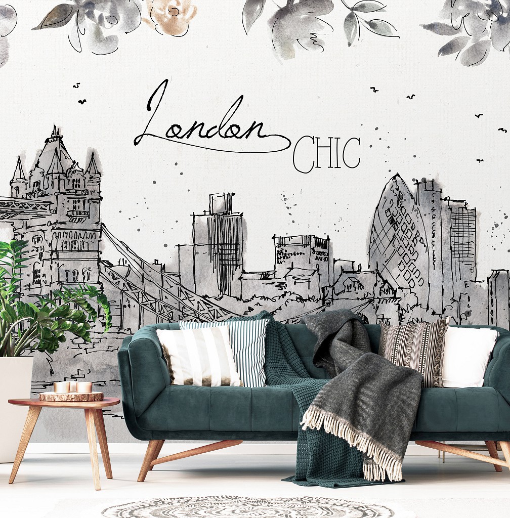 Флизелиновые фотообои в стиле Лондон 368x254 см Лондонский Сити Искусство Рисования (14358V8)+клей