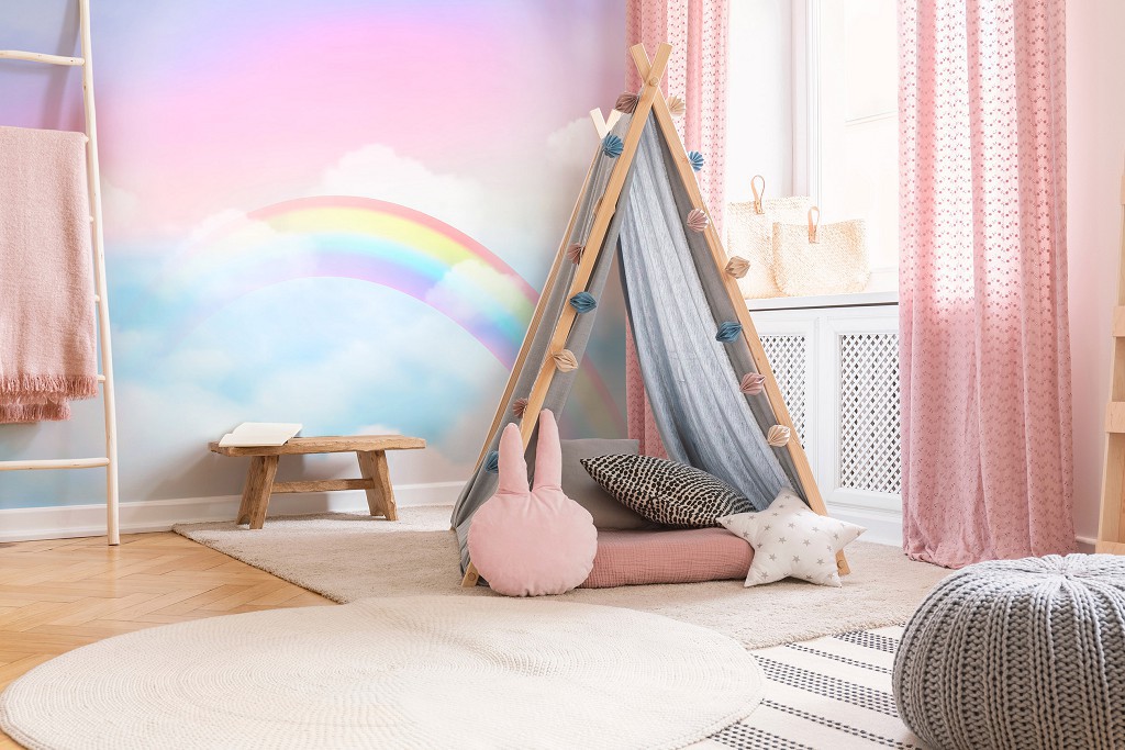 Флізелінові фотошпалери дитячі 520x318 см Небо з веселкою для дітей (14416VEXXXXXL)+клей