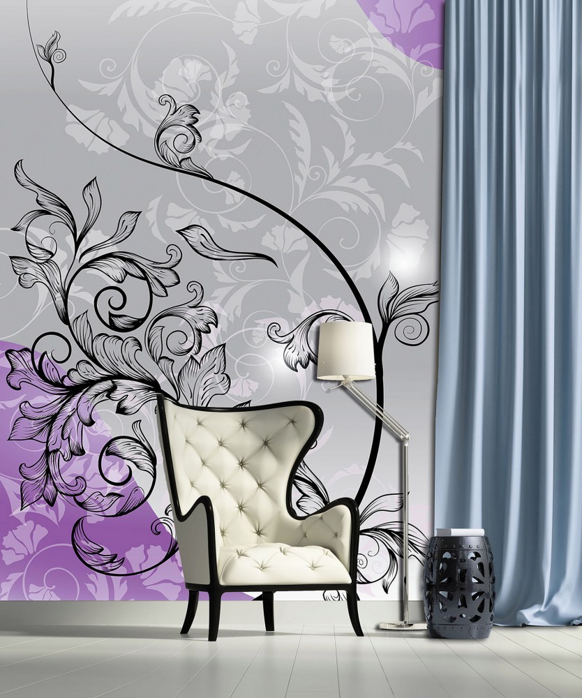 Флизелиновые фотообои 206x275 см Узор из листьев (1444VEA)+клей