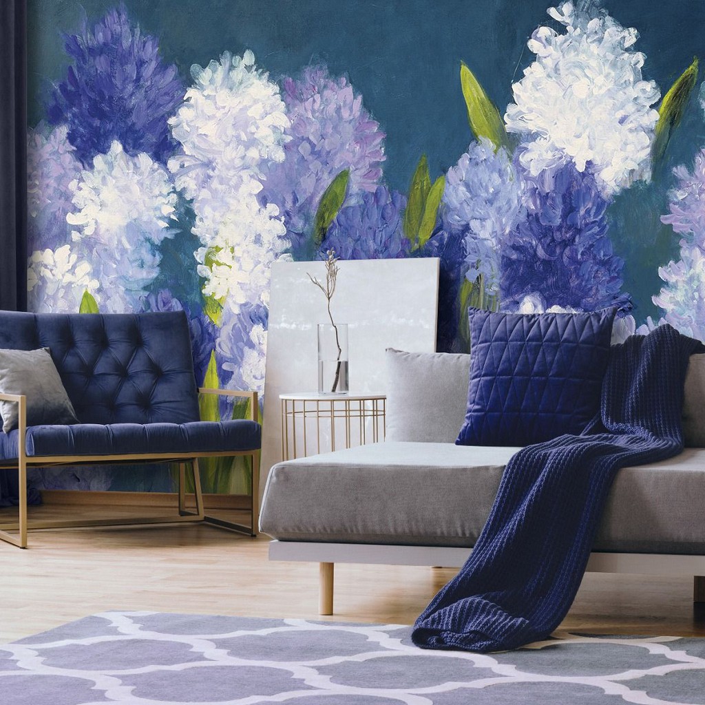 Флизелиновые фотообои живопись искусство 416x254 см Цветы в рисованном стиле (14485VEXXXL) +клей