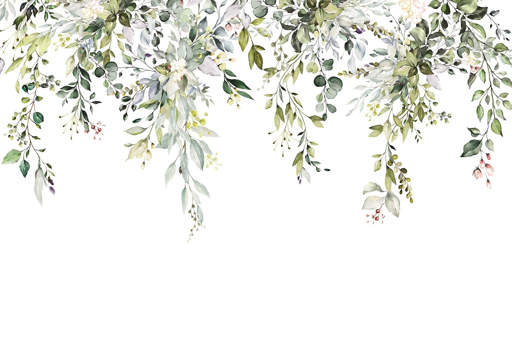 Фотообои флизелиновые 368x280 см Цветочная гирлянда из листьев (14497V10) + клей