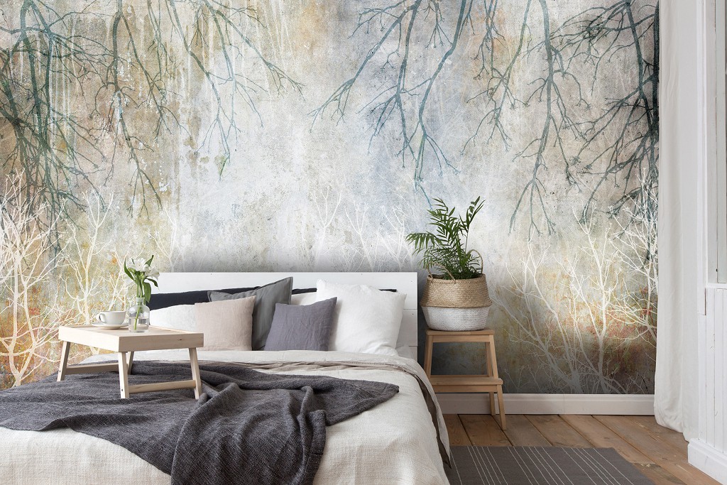 Флизелиновые фотообои 520x318 см Силуэты веток на бетонной стене (14563VEXXXXXL)+клей