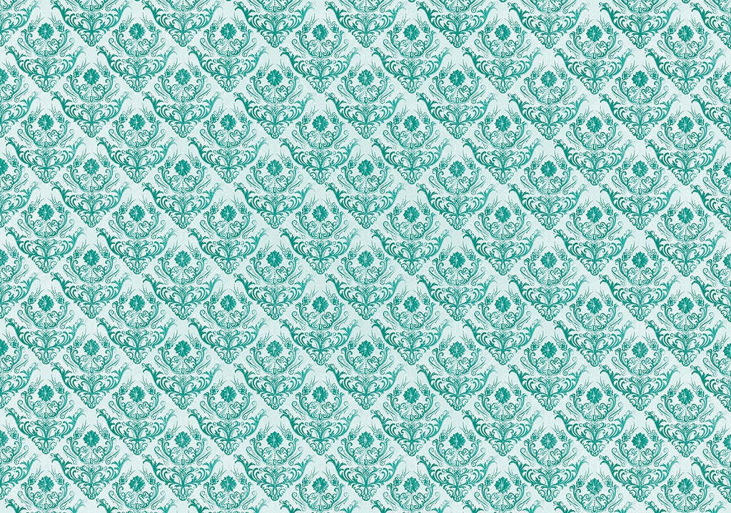 Флизелиновые фотообои на кухню 368x254 см Повторяющийся зеленый узор на белом фоне (1458V8)+клей