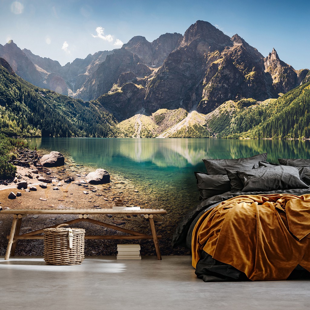 Флизелиновые фотообои природа 416x290 см 3D Пейзаж Чистое озеро в горах (14628VEXXXXL)+клей