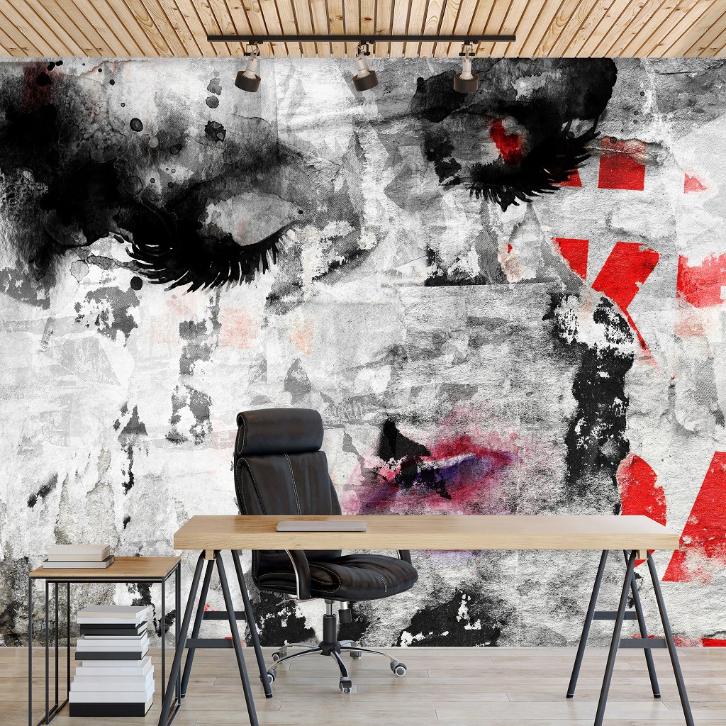 Флизелиновые фотообои лицо девушки 254x184 см Отпечаток макияжа на стене под штукатурку (14679V4) +клей