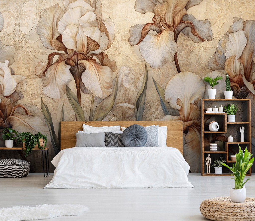 Флізелінові фотошпалери на стіні 520x318 см Ніжні пелюстки квітів на світлому фоні (14727VEXXXXXL) +клей