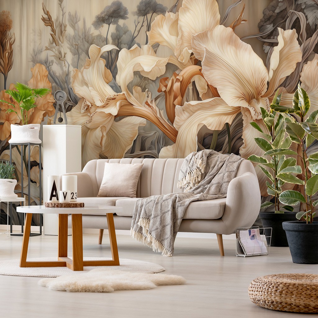 Флізелінові фотошпалери на стіну в інтер'єрі 254x184 см Великі красиві квіти (14728V4) +клей