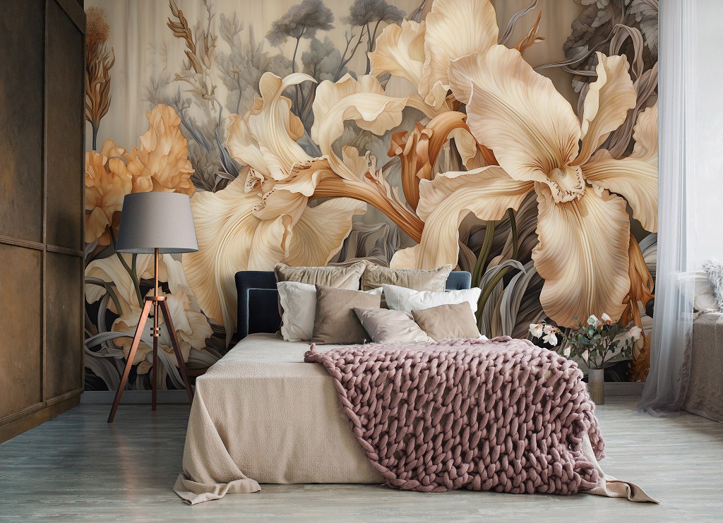 Флізелінові фотошпалери на стіну в інтер'єрі 368x280 см Великі красиві квіти (14728V10) +клей