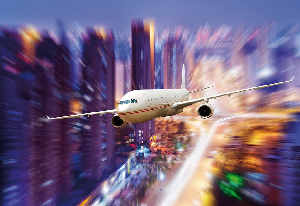 Флизелиновые фотообои город 416x254 см 3Д Самолет над городом (152VEXXXL)+клей