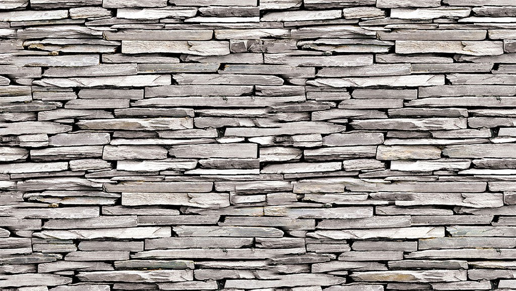 Флизелиновые фотообои в гостиную 368x254 см Серая стена из плоского камня (1539V8)+клей