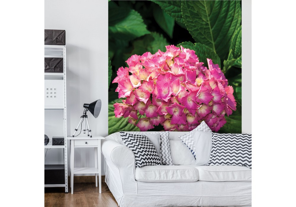 3д флизелиновые фотообои в спальню 184x254 см 3Д Цветы - розовая гортензия (1561V4A)+клей